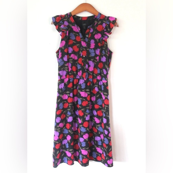 J. Crew Floral Midi Dress - Black, Red, Purple - Picture 4 of 4